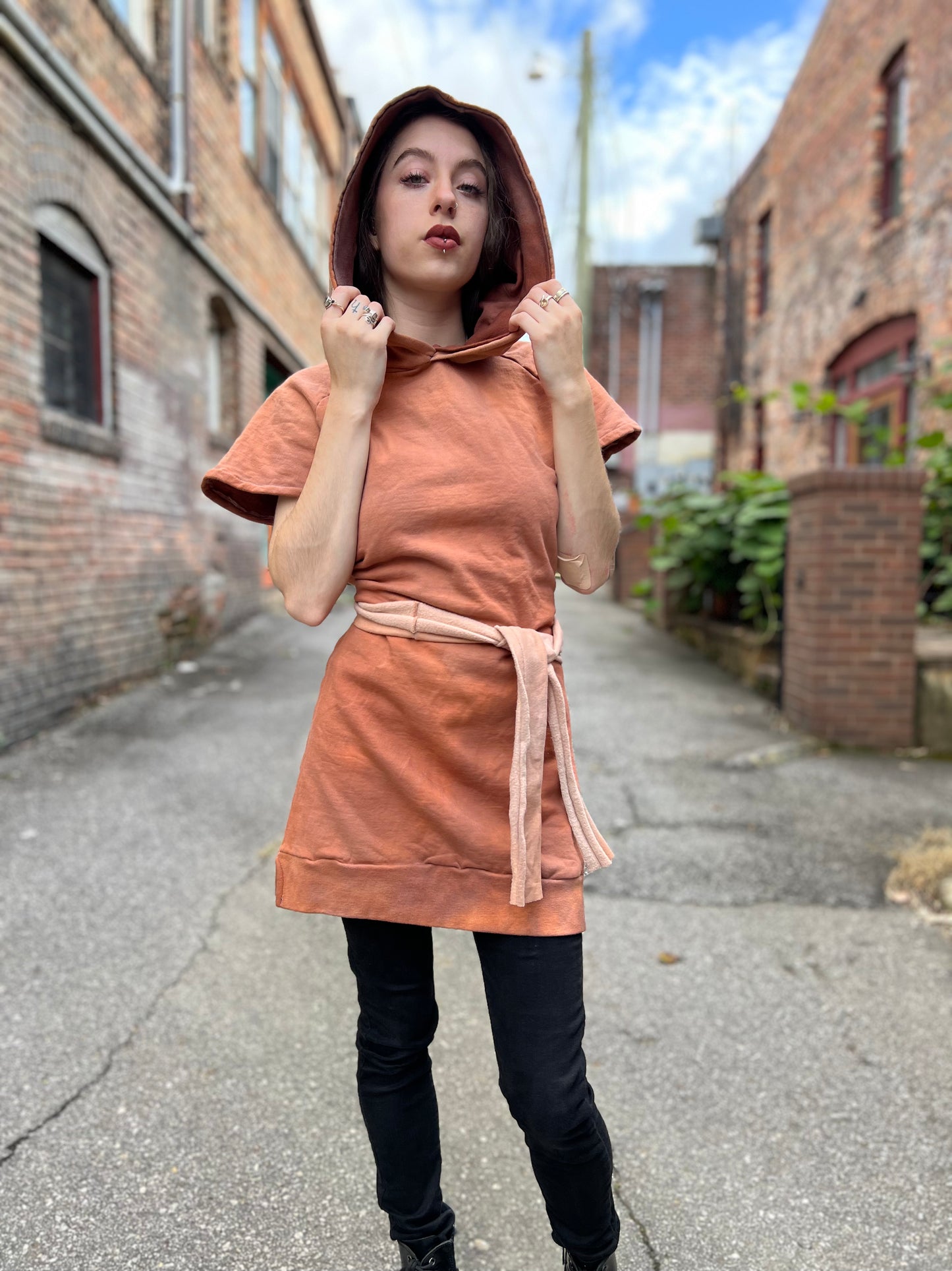 Dreamsicle Dyed Hooded Tunic Dress