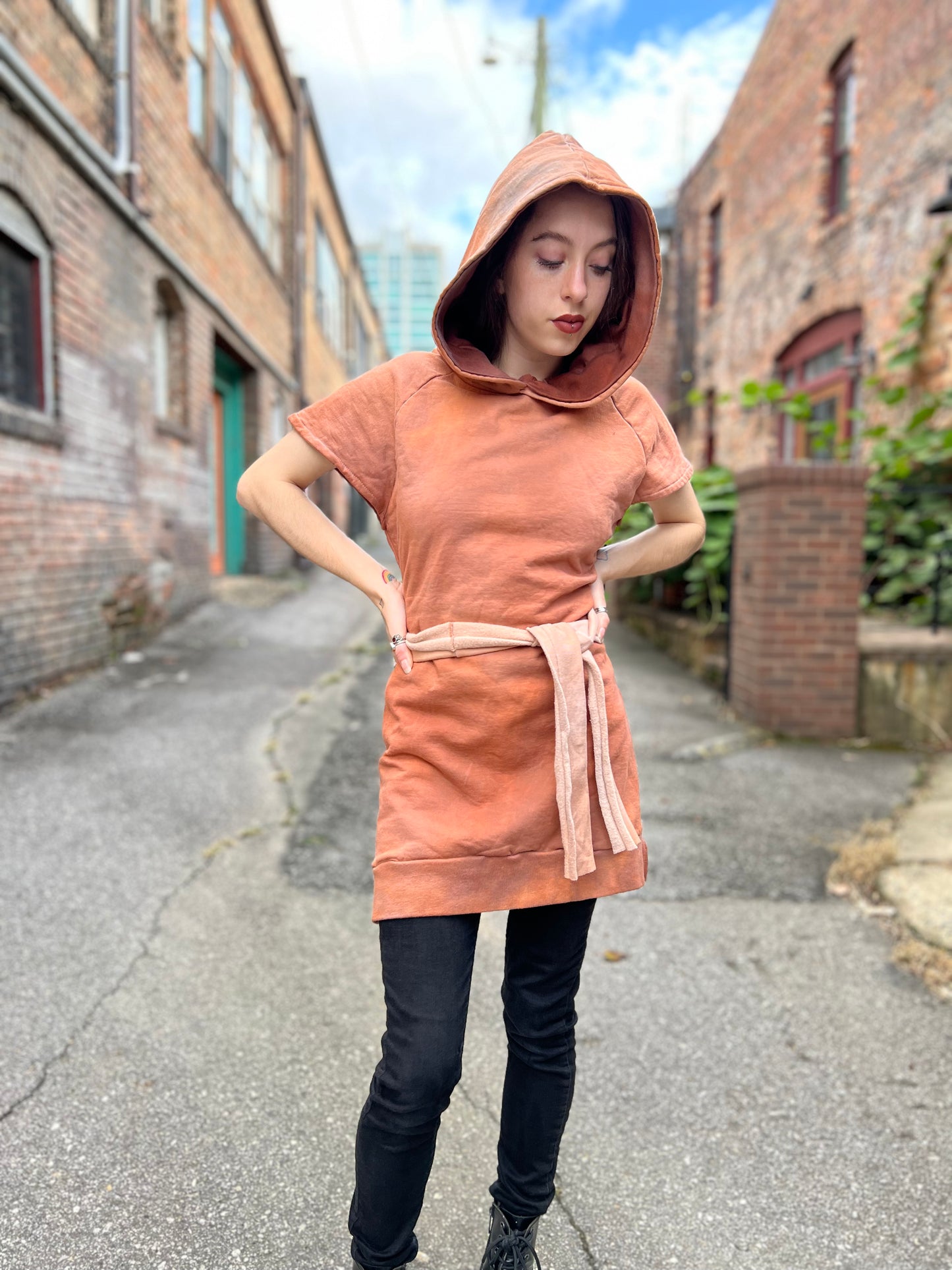 Dreamsicle Dyed Hooded Tunic Dress