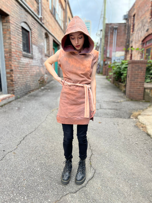 Terracotta Hooded Tunic Dress