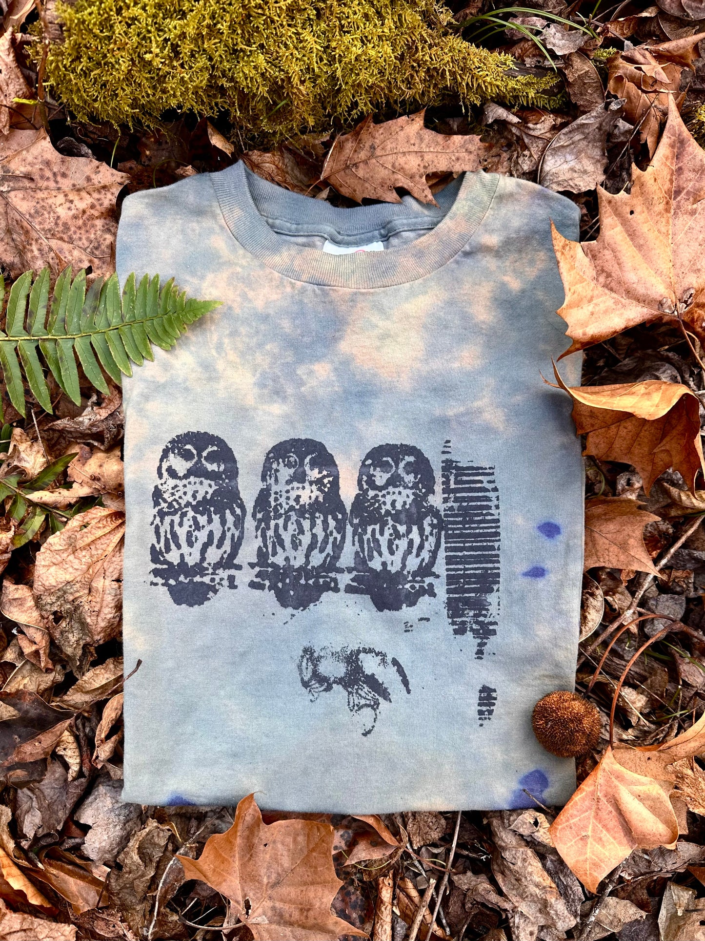 LO - OOAK Dyed and Printed Organic Cotton T-shirt Medium