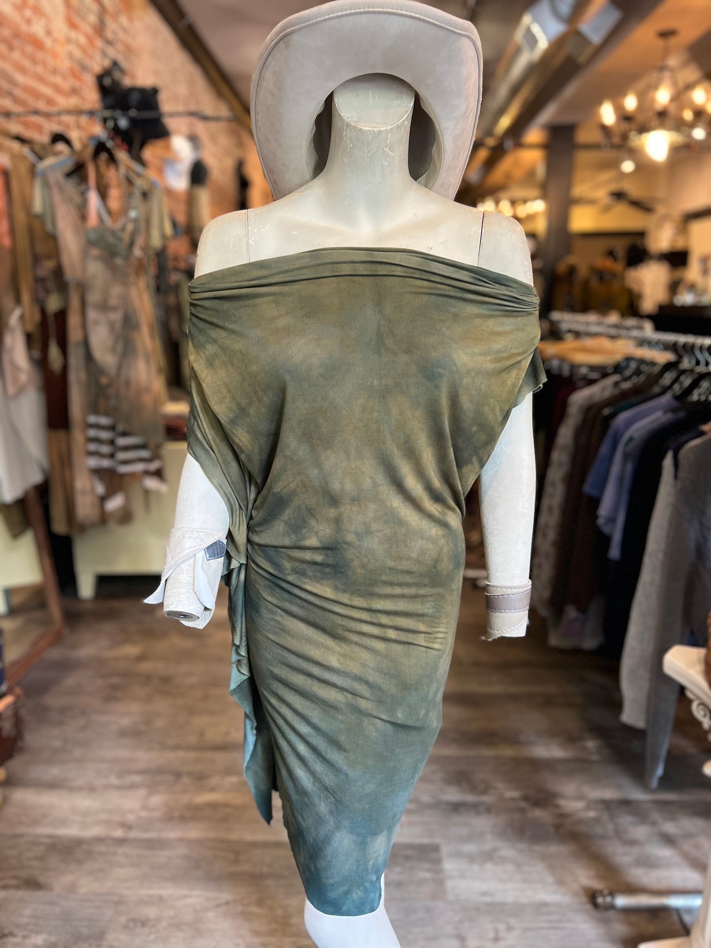 Deep Moss Dyed Athena Dress