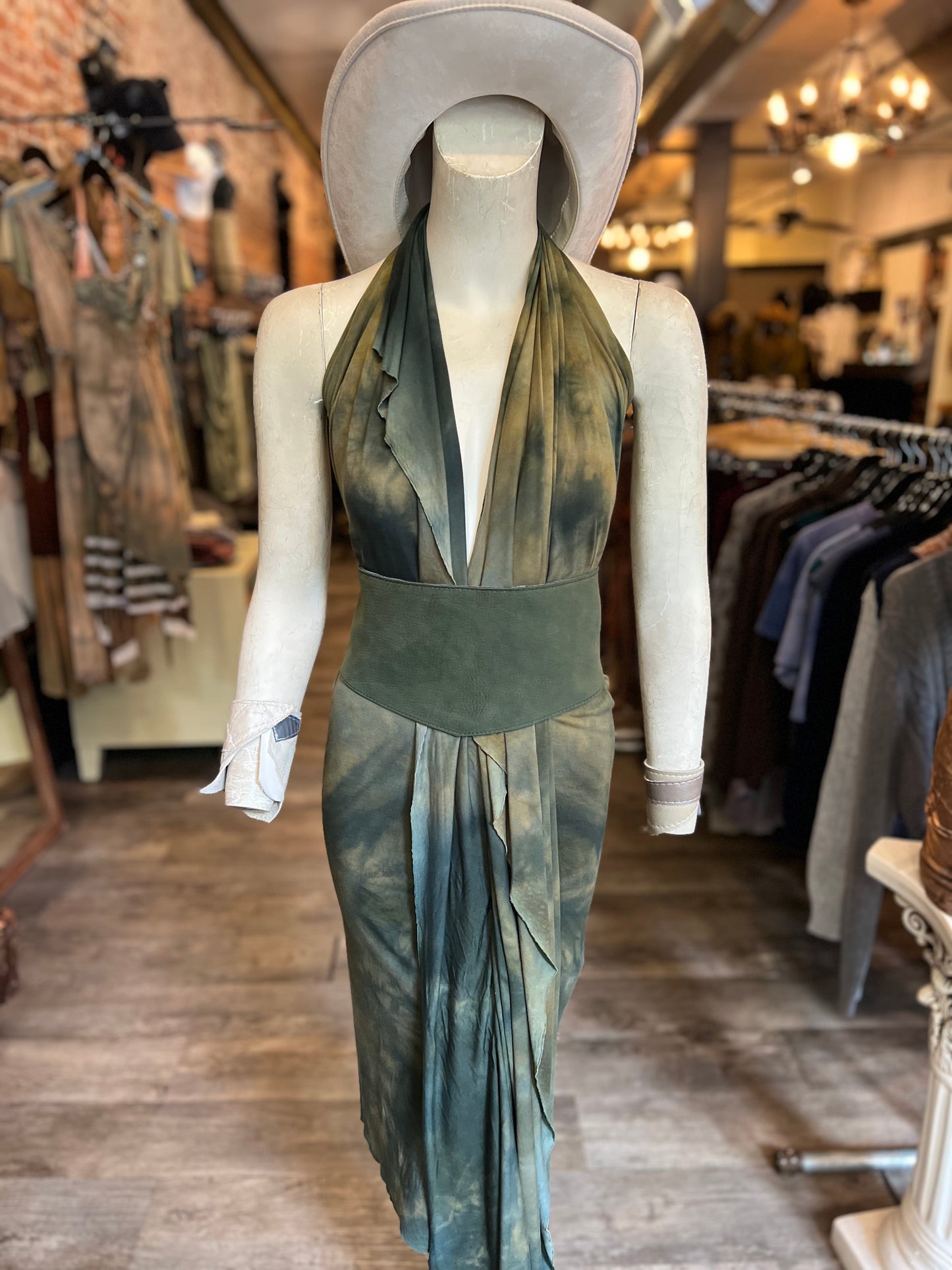 Deep Moss Dyed Athena Dress