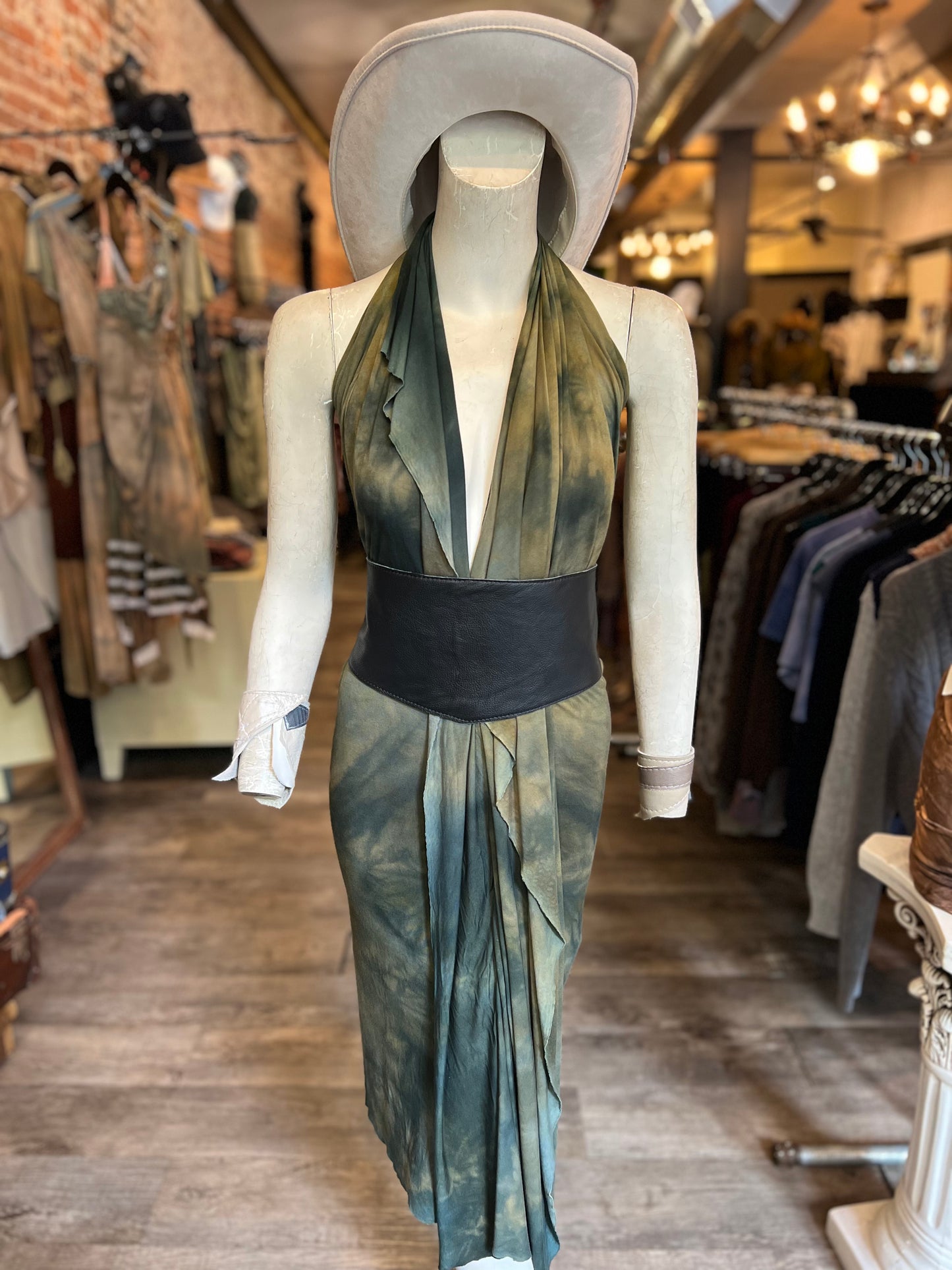 Deep Moss Dyed Athena Dress