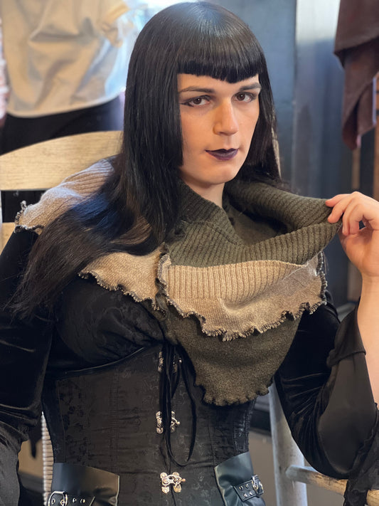 Pine & Beige Cowl Shrug