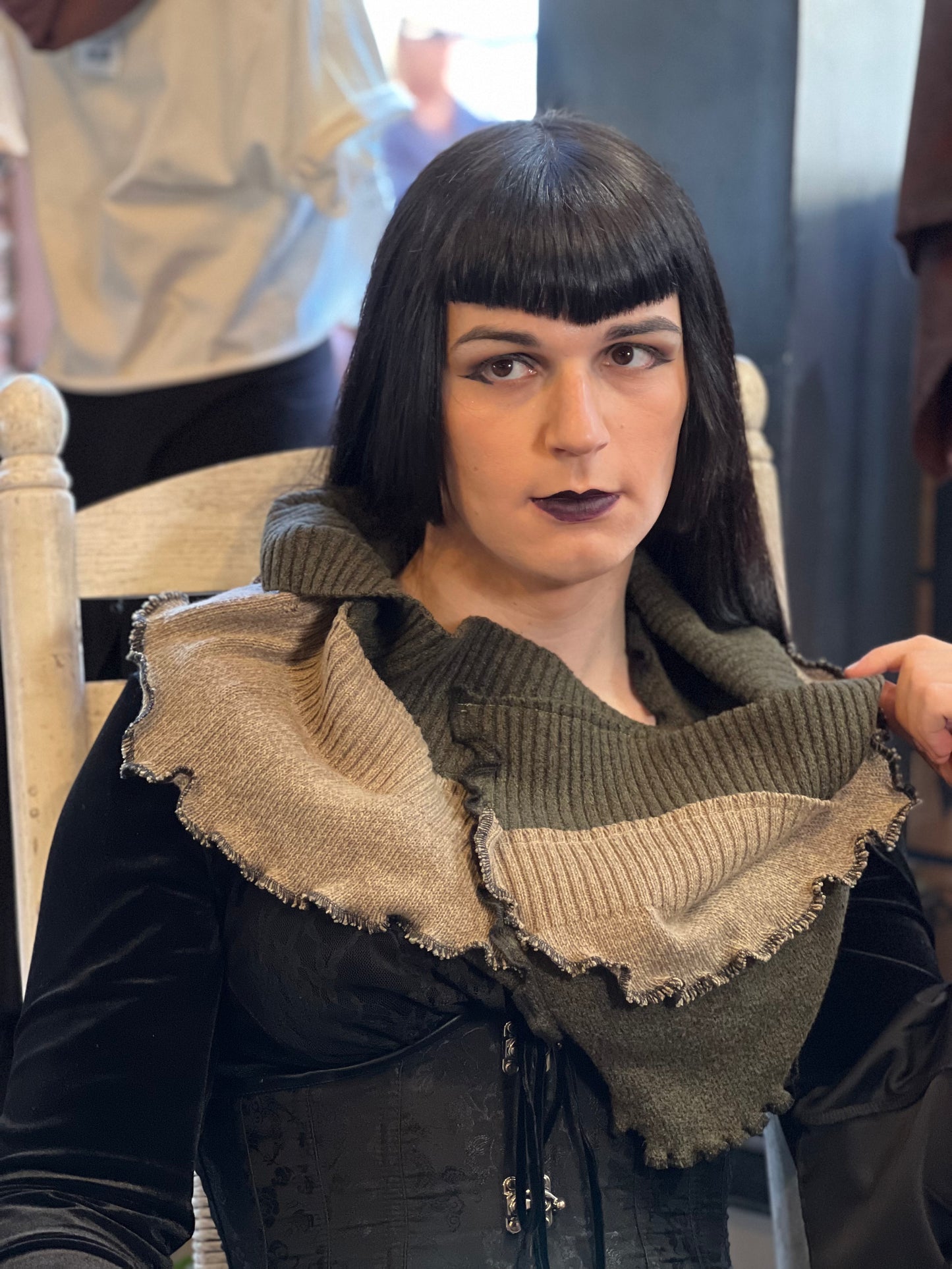 Pine & Beige Cowl Shrug