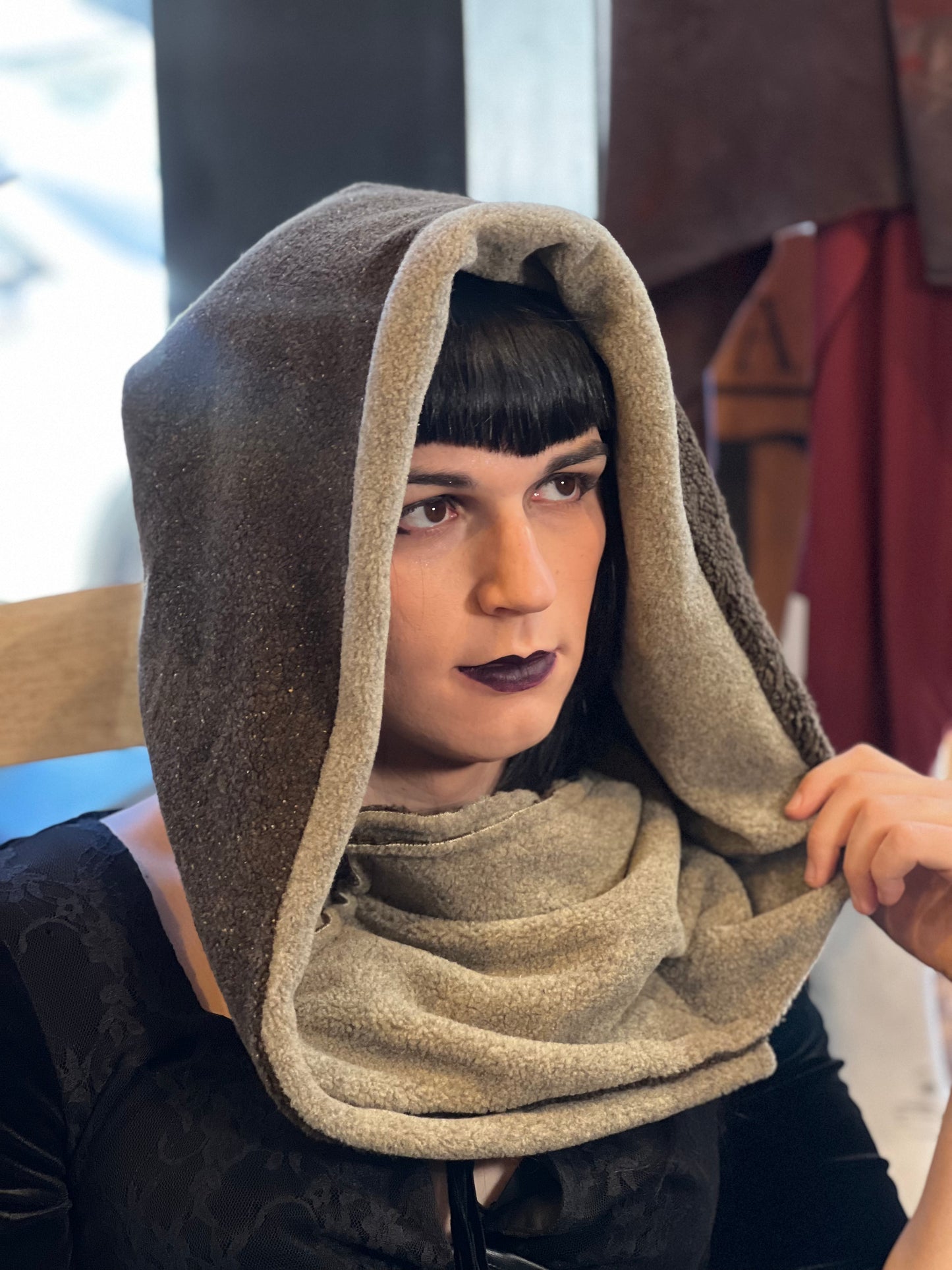 Slate & Beige Oversized Hood