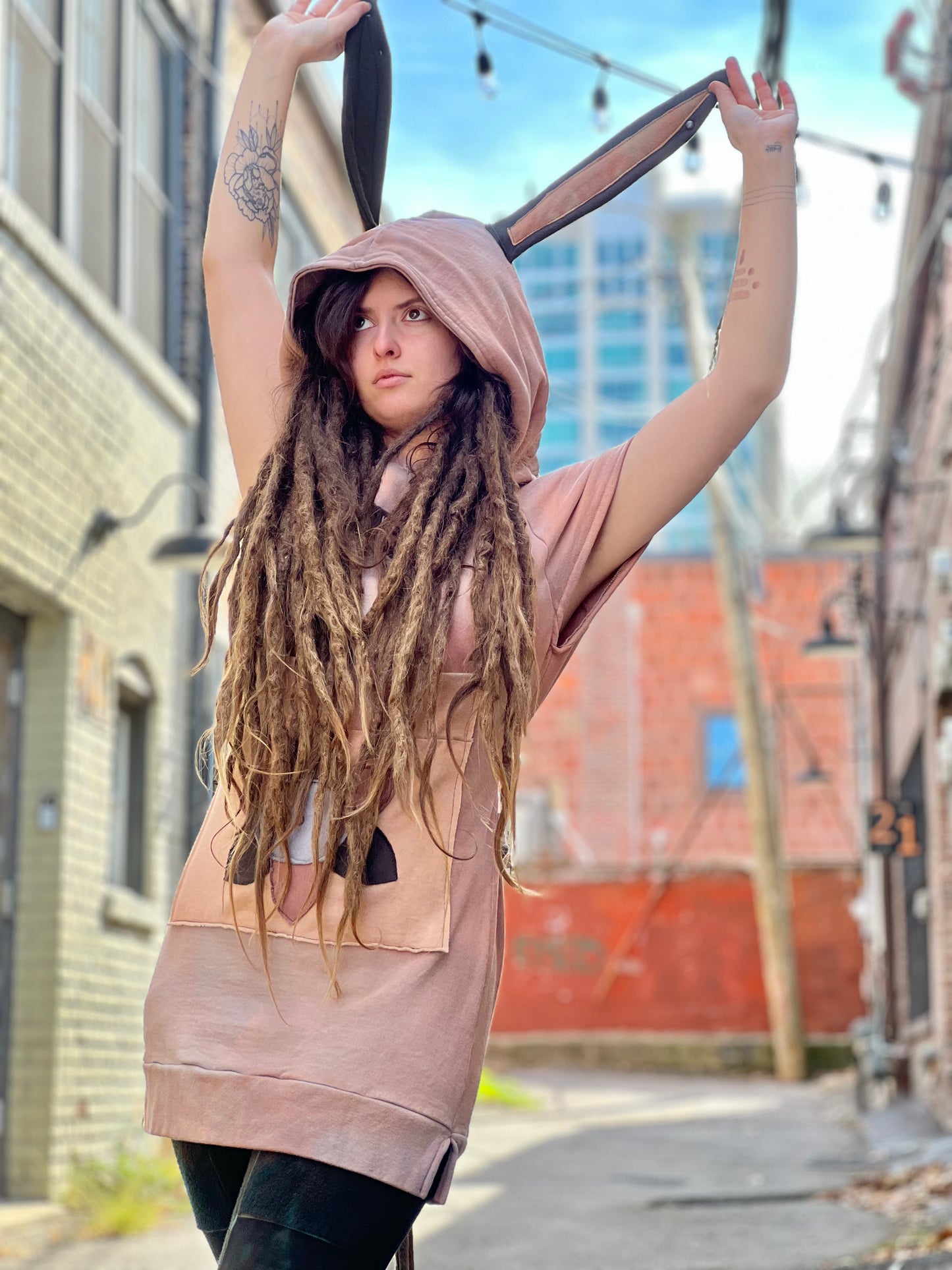 Mauve 100% Cotton Tunic w/ Bunny Ears