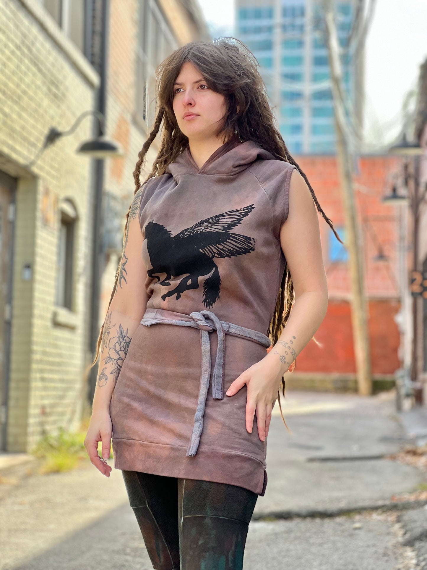 Dusky Orchid 100% Cotton Tunic Hoodie