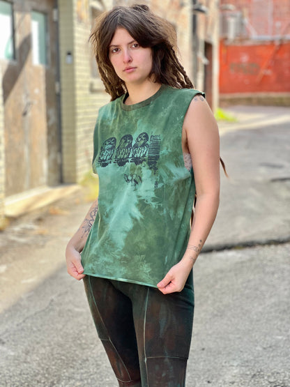 Dyed Seafoam 'Owl' 100% Cotton Tank (Medium)