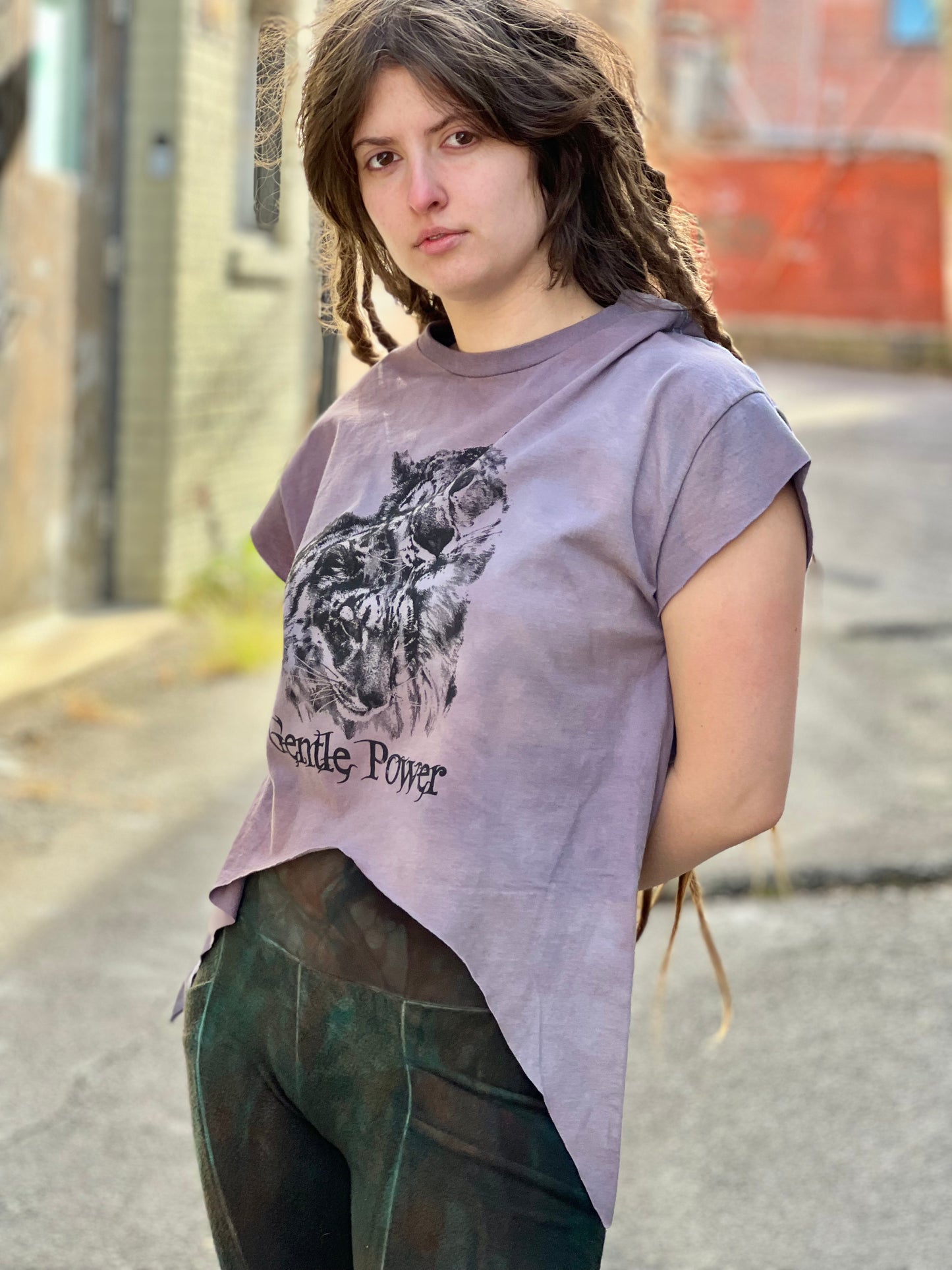 Lavender 'Gentle Power' 100% Cotton Cut Top (Large)