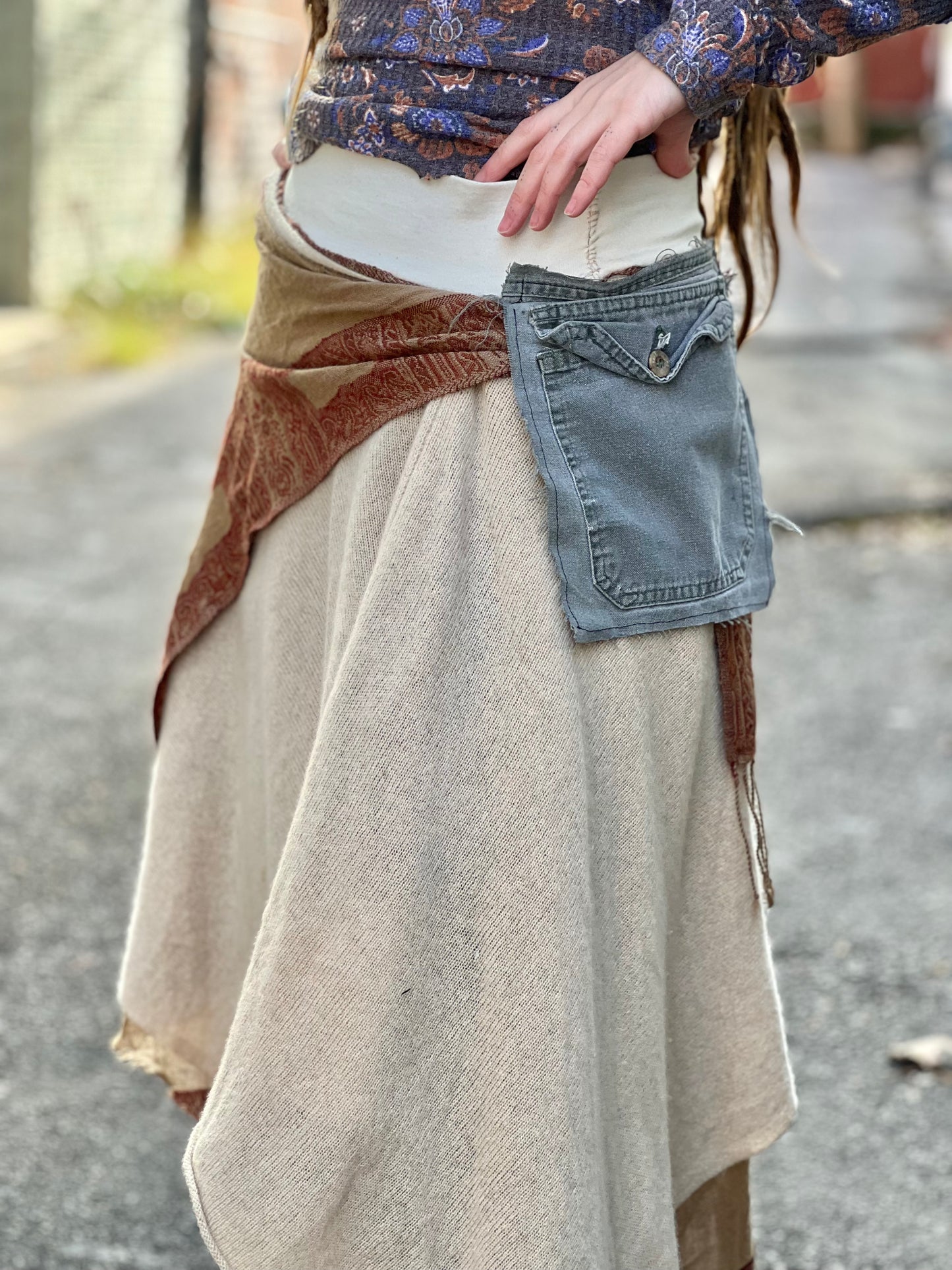 Layered Cargo Pocket Maxi Skirt