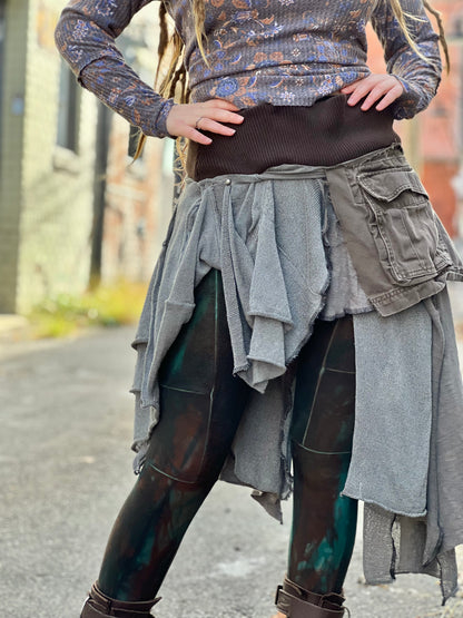 Layered Cargo Pocket Midi Skirt