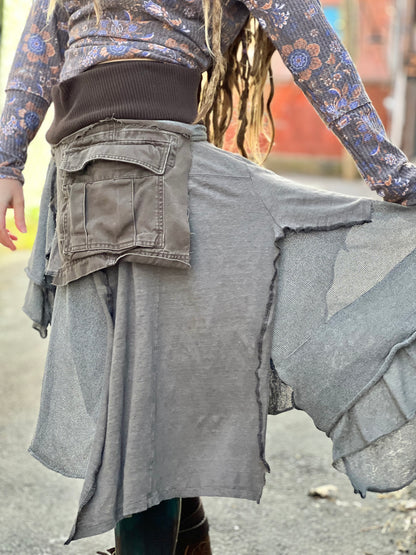 Layered Cargo Pocket Midi Skirt