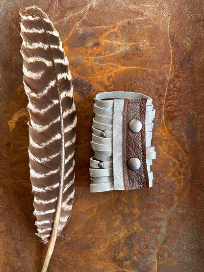 Light Blue-Gray Leather Slash Cuff