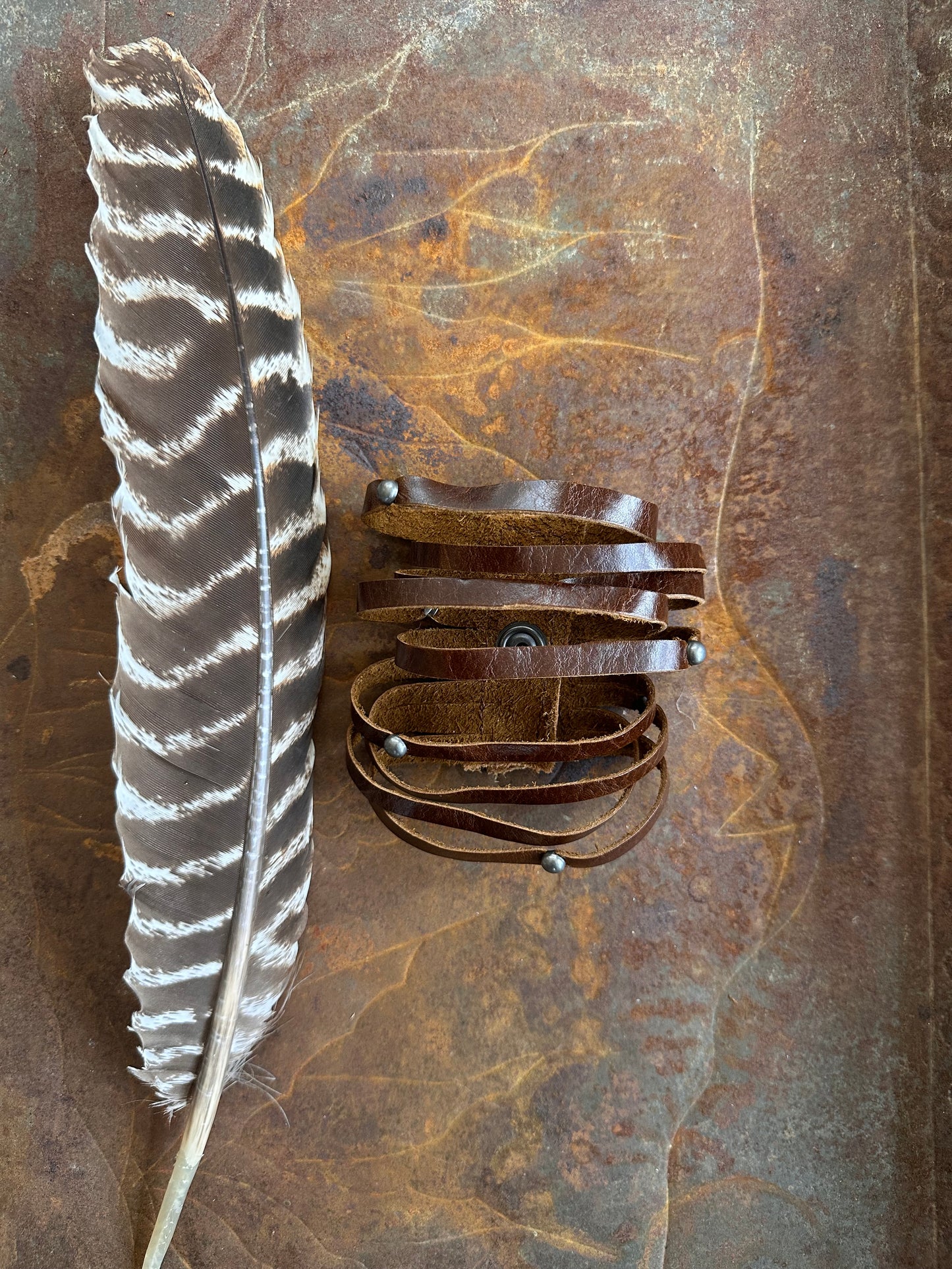 Brown Leather Slashed Cuff
