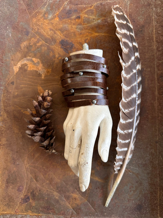 Brown Leather Slashed Cuff