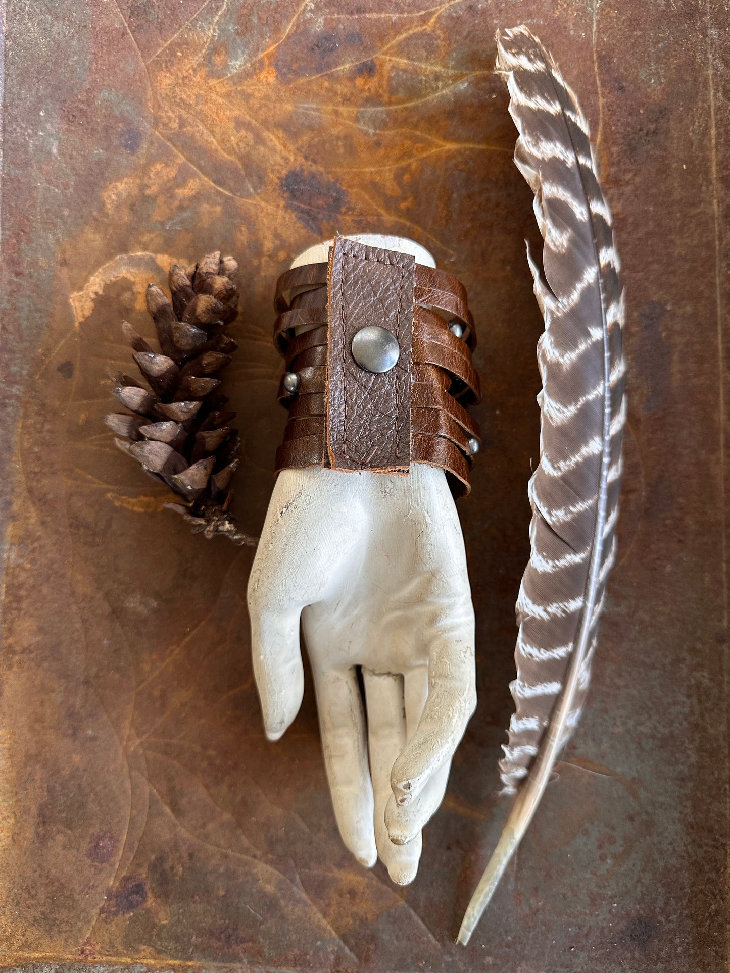 Brown Leather Slashed Cuff