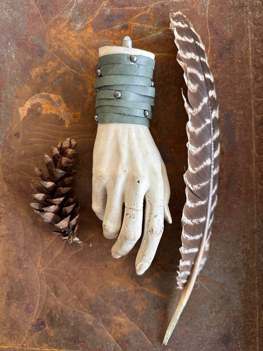 Sea Green Leather Slash Cuff