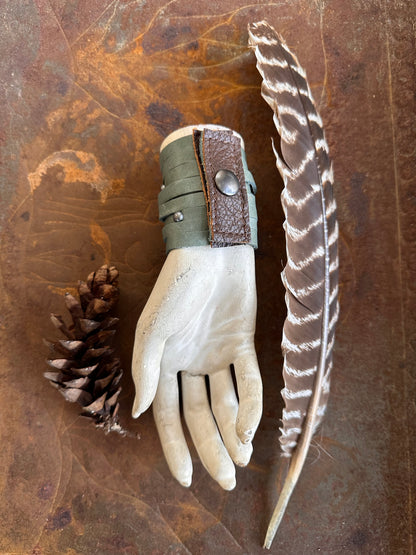 Sea Green Leather Slash Cuff