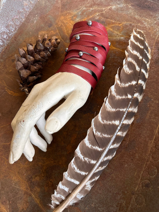Crimson Leather Slash Cuff