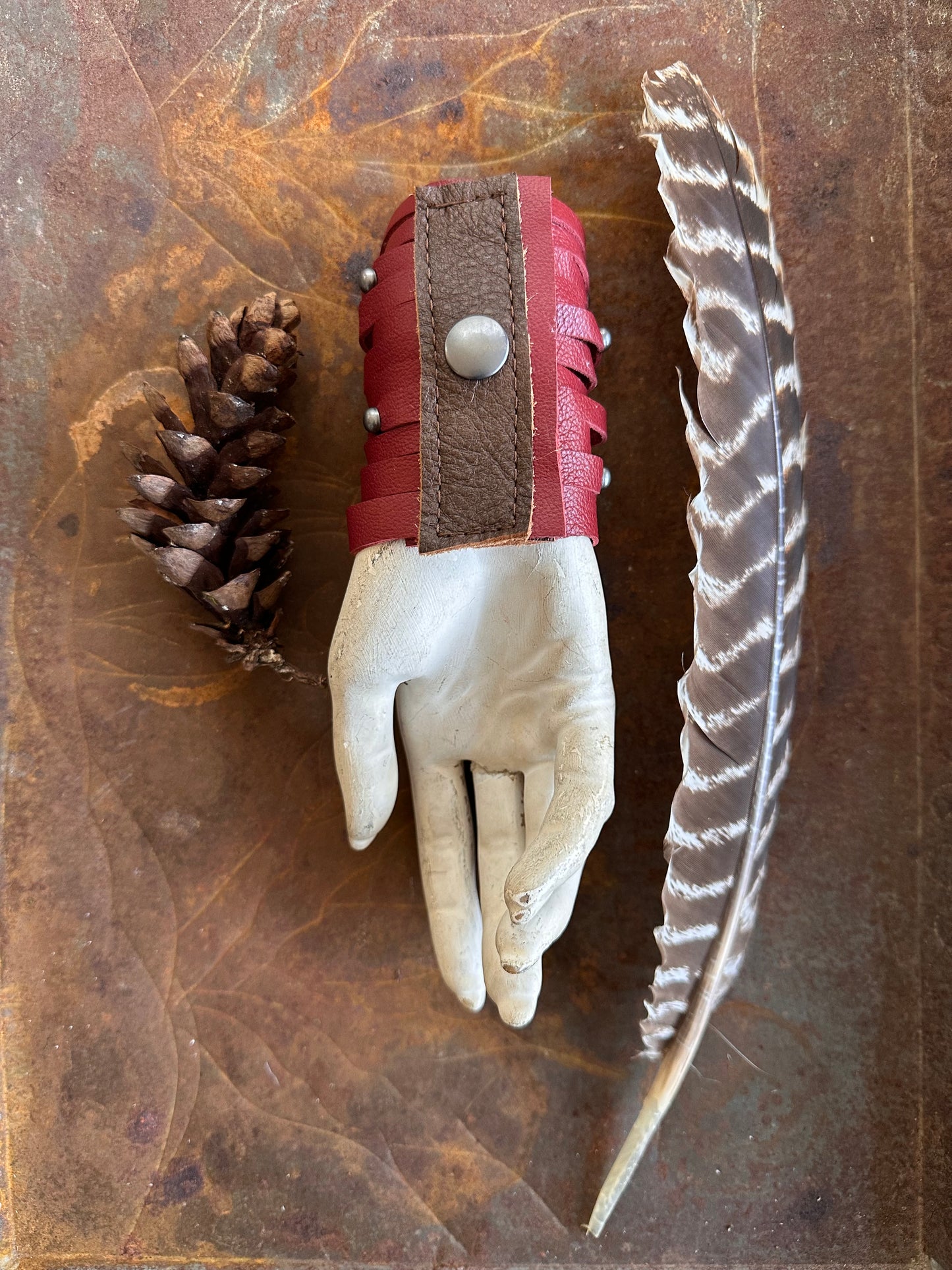 Crimson Leather Slash Cuff
