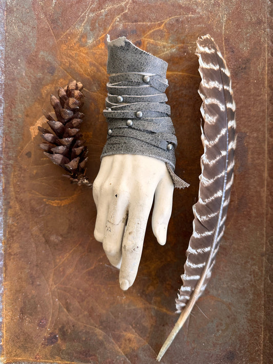 Dark Grey Leathed Slashed Cuff
