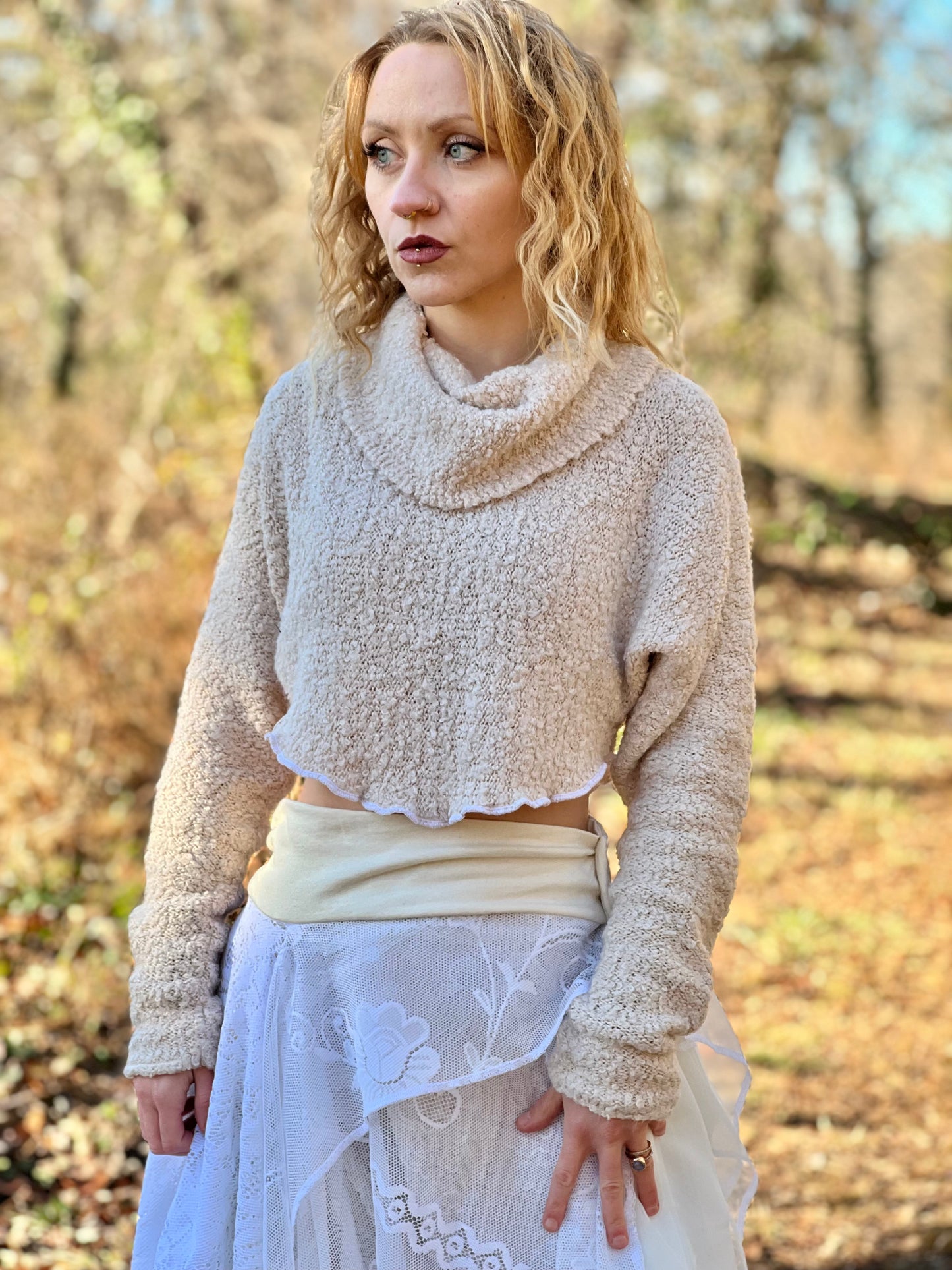 Ivory Cropped Half Sweater