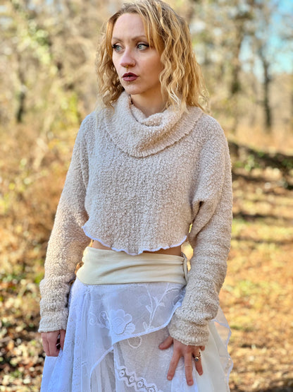 Ivory Cropped Half Sweater