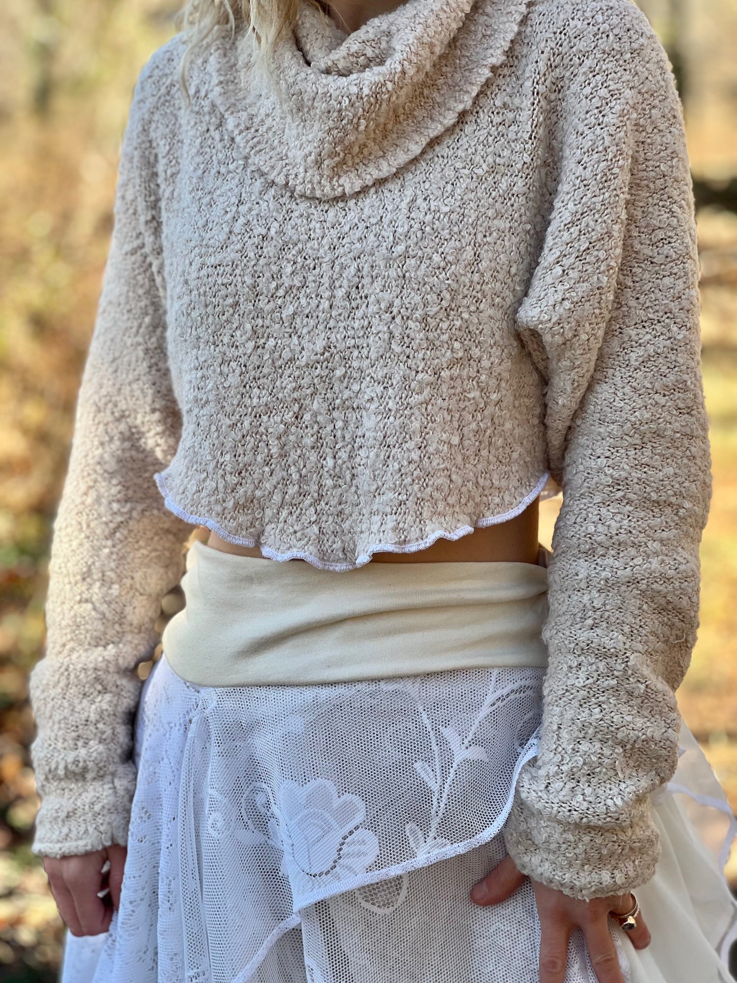 Ivory Cropped Half Sweater