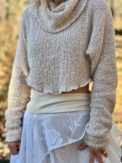 Ivory Cropped Half Sweater