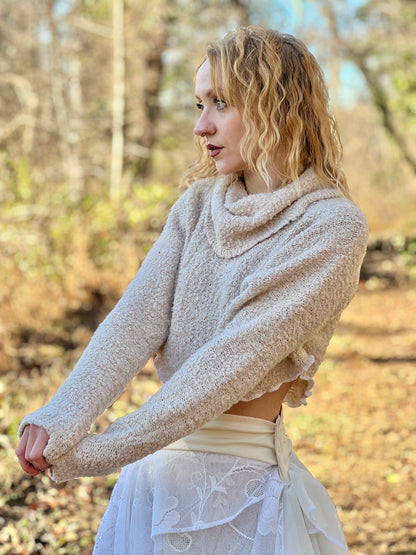 Ivory Cropped Half Sweater