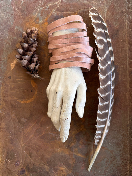 Light Pink Leather Slashed Cuff