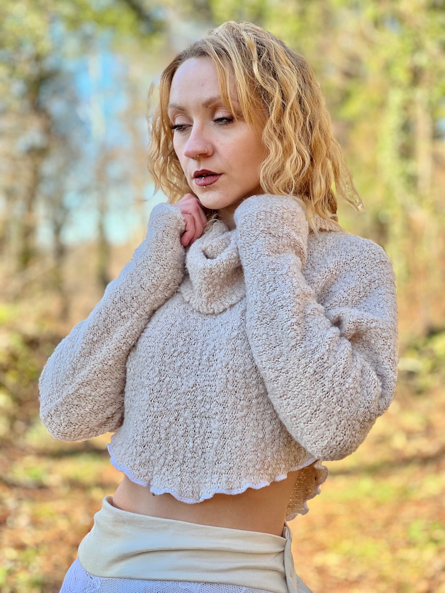 Ivory Cropped Half Sweater