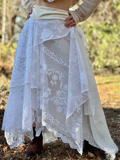 She Wolf Lace & Drapery Layered Skirt