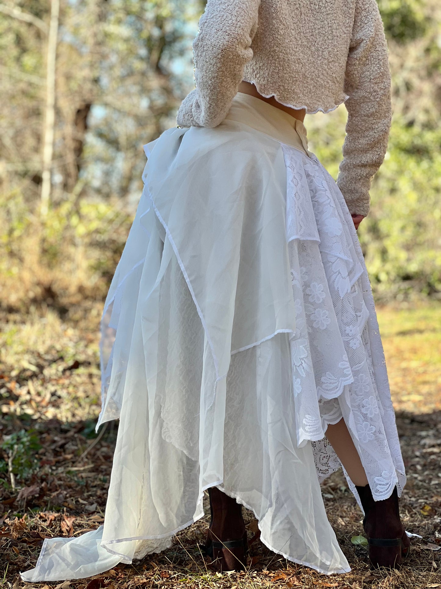 She Wolf Lace & Drapery Layered Skirt