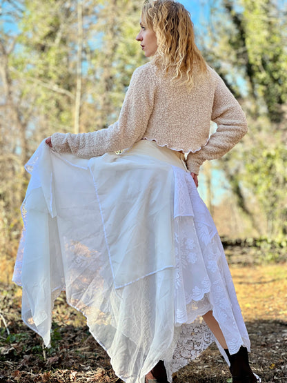 She Wolf Lace & Drapery Layered Skirt