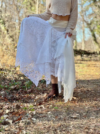 She Wolf Lace & Drapery Layered Skirt