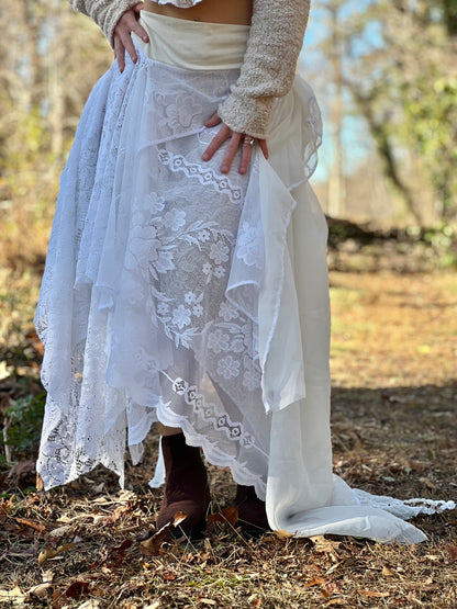 She Wolf Lace & Drapery Layered Skirt