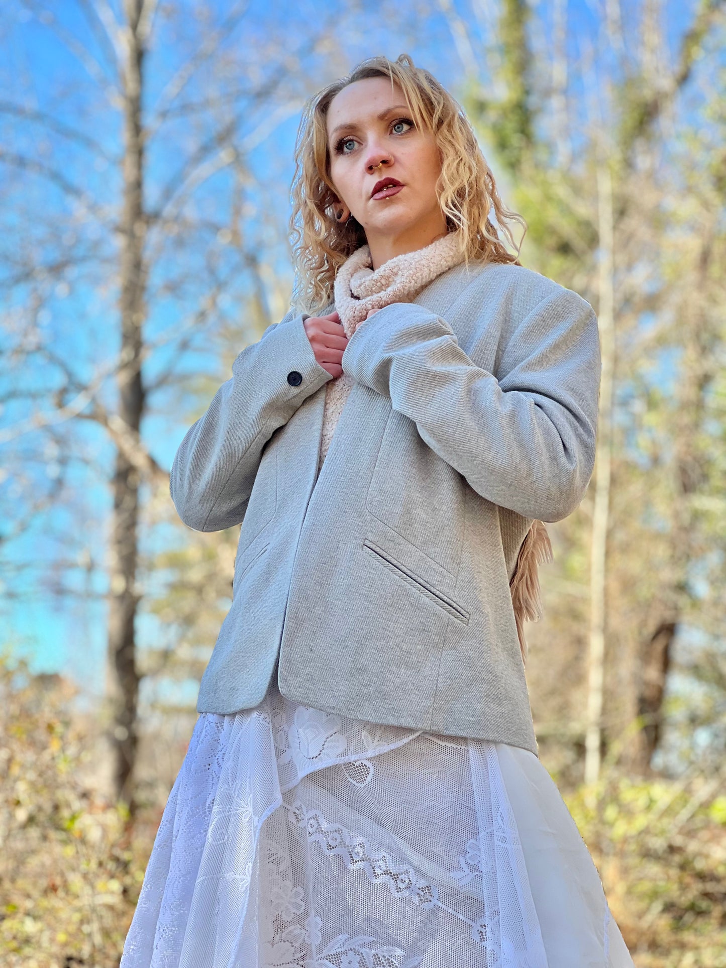 Faux Fur Cargo Pocket Blazer