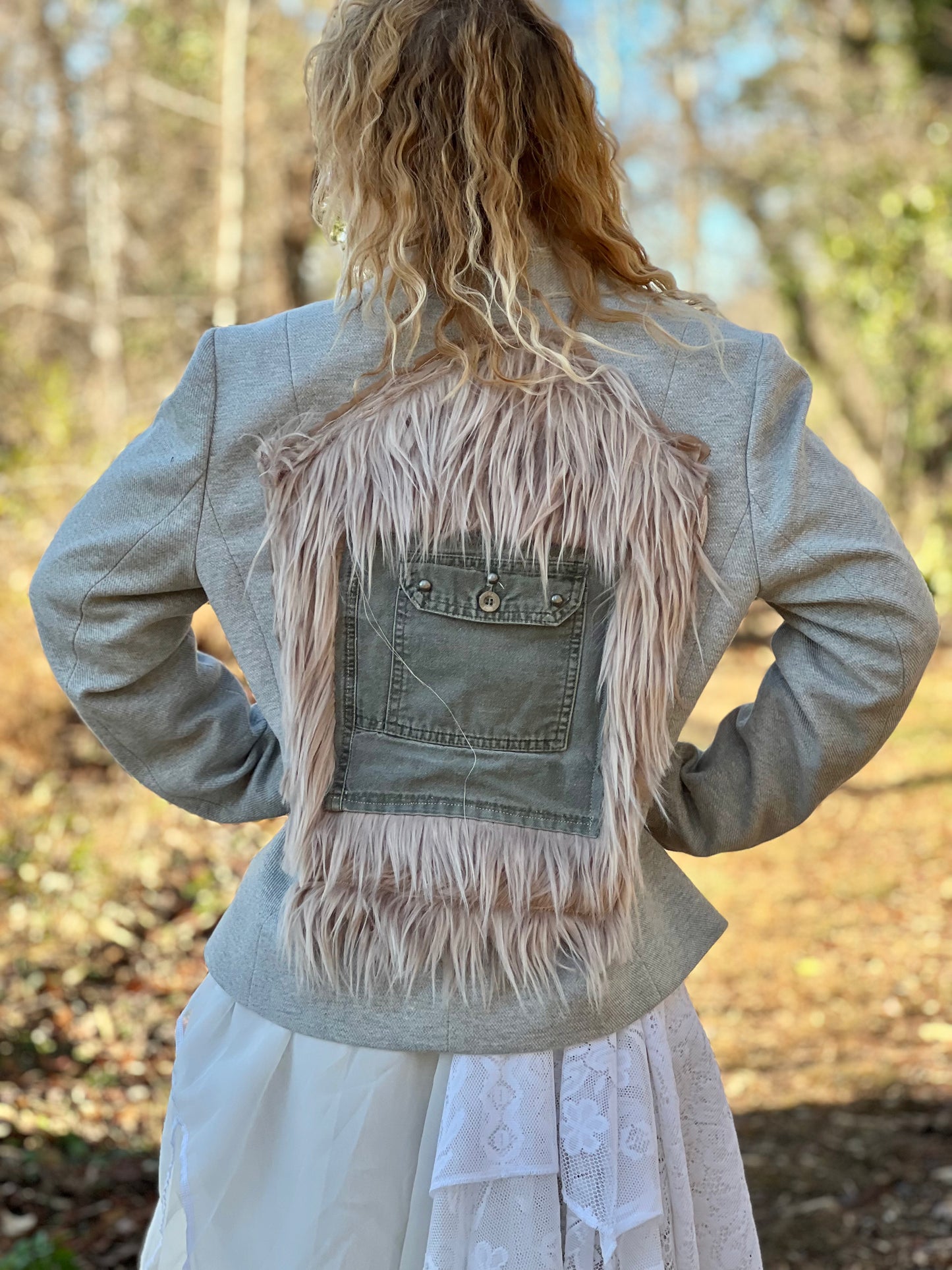 Faux Fur Cargo Pocket Blazer