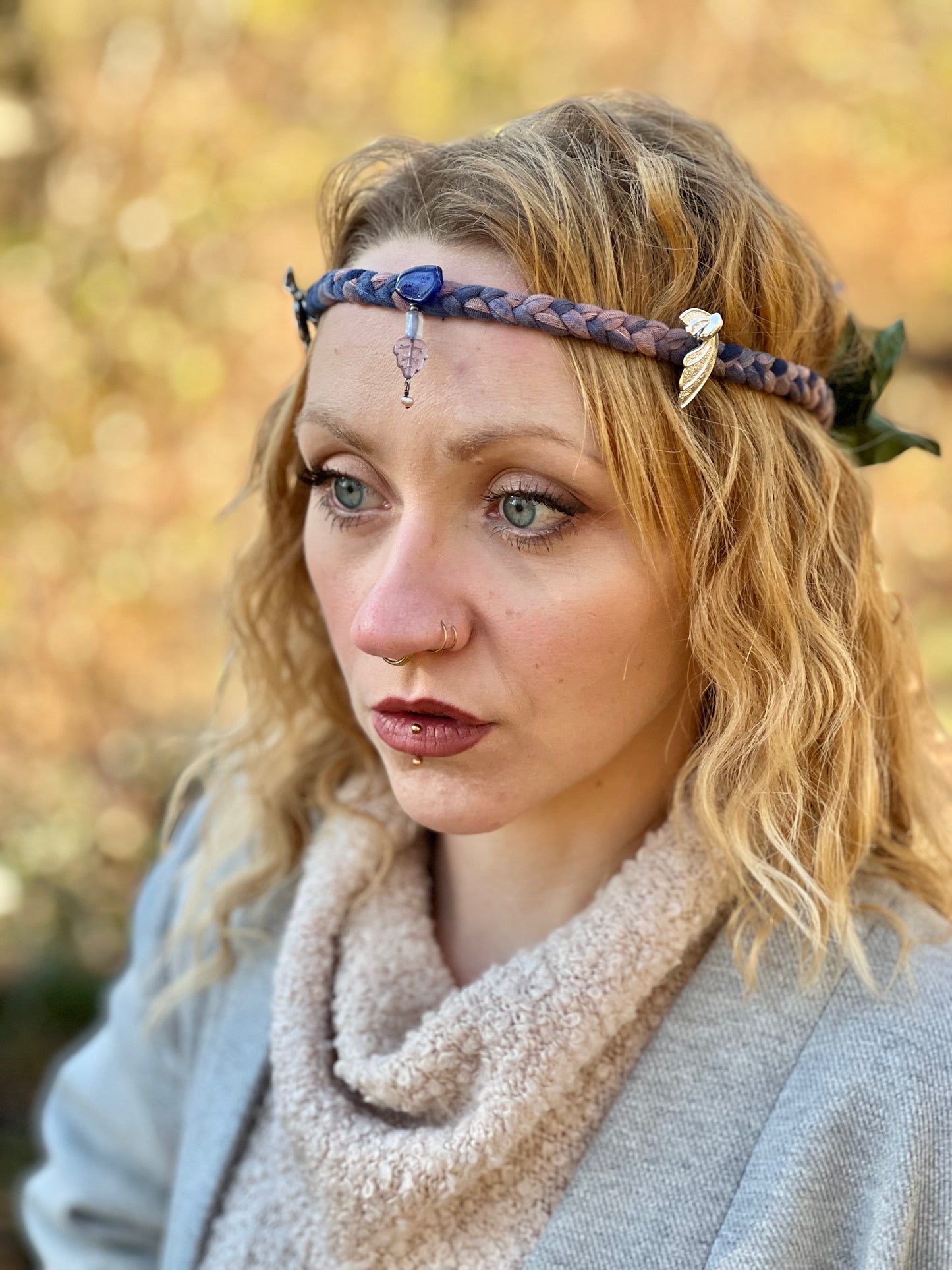 Lavender & Blue  Braided Floral Faerie Headband