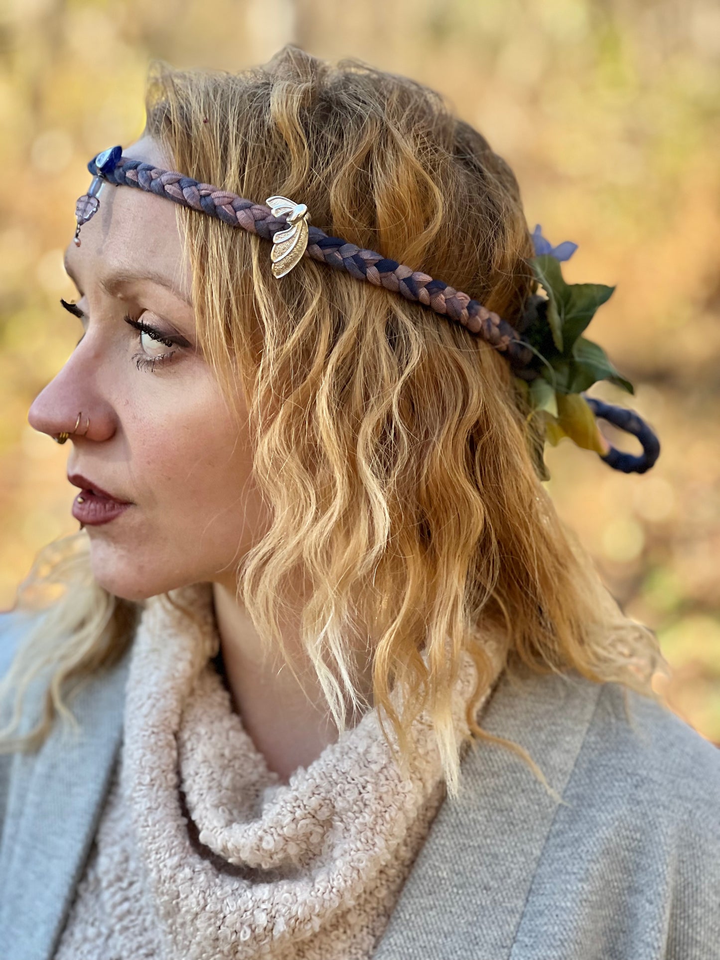 Lavender & Blue  Braided Floral Faerie Headband