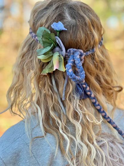 Lavender & Blue  Braided Floral Faerie Headband