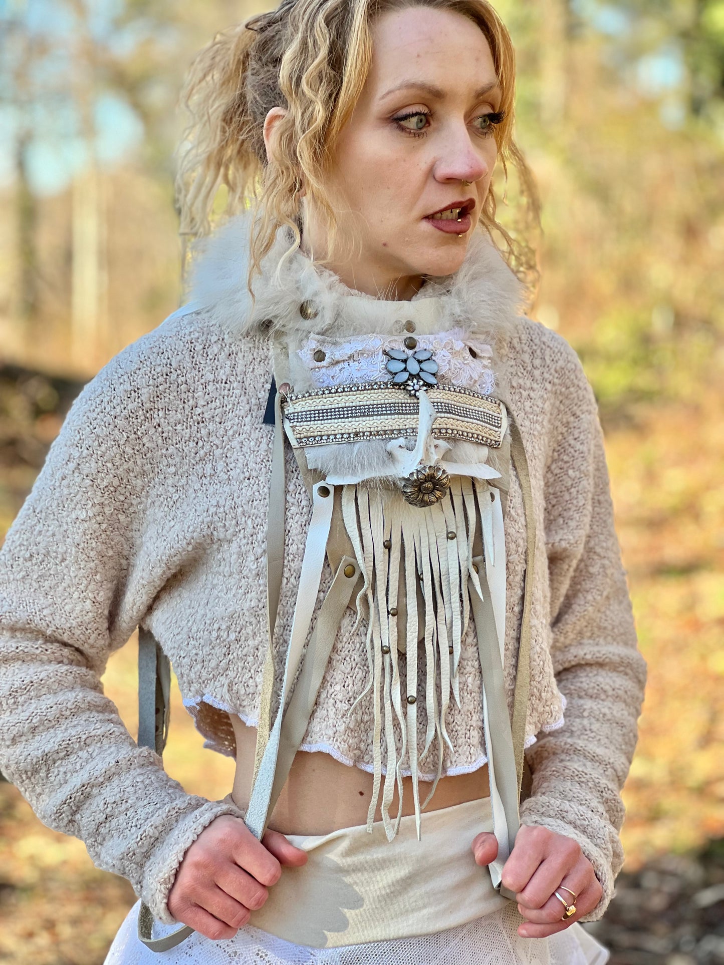 Bone & Fur Leather Neck Harness