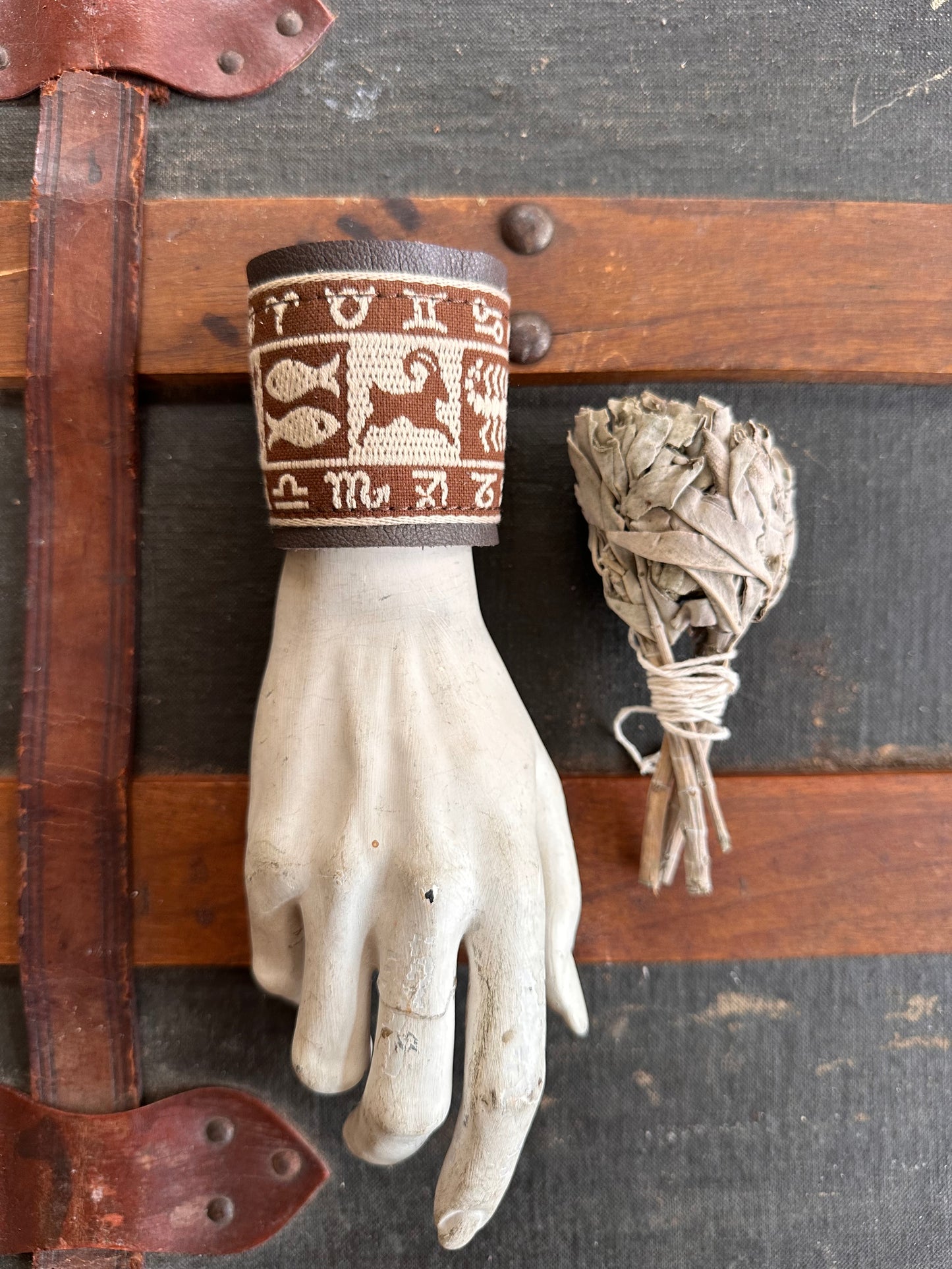 Astrology Fabric & Leather Cuff