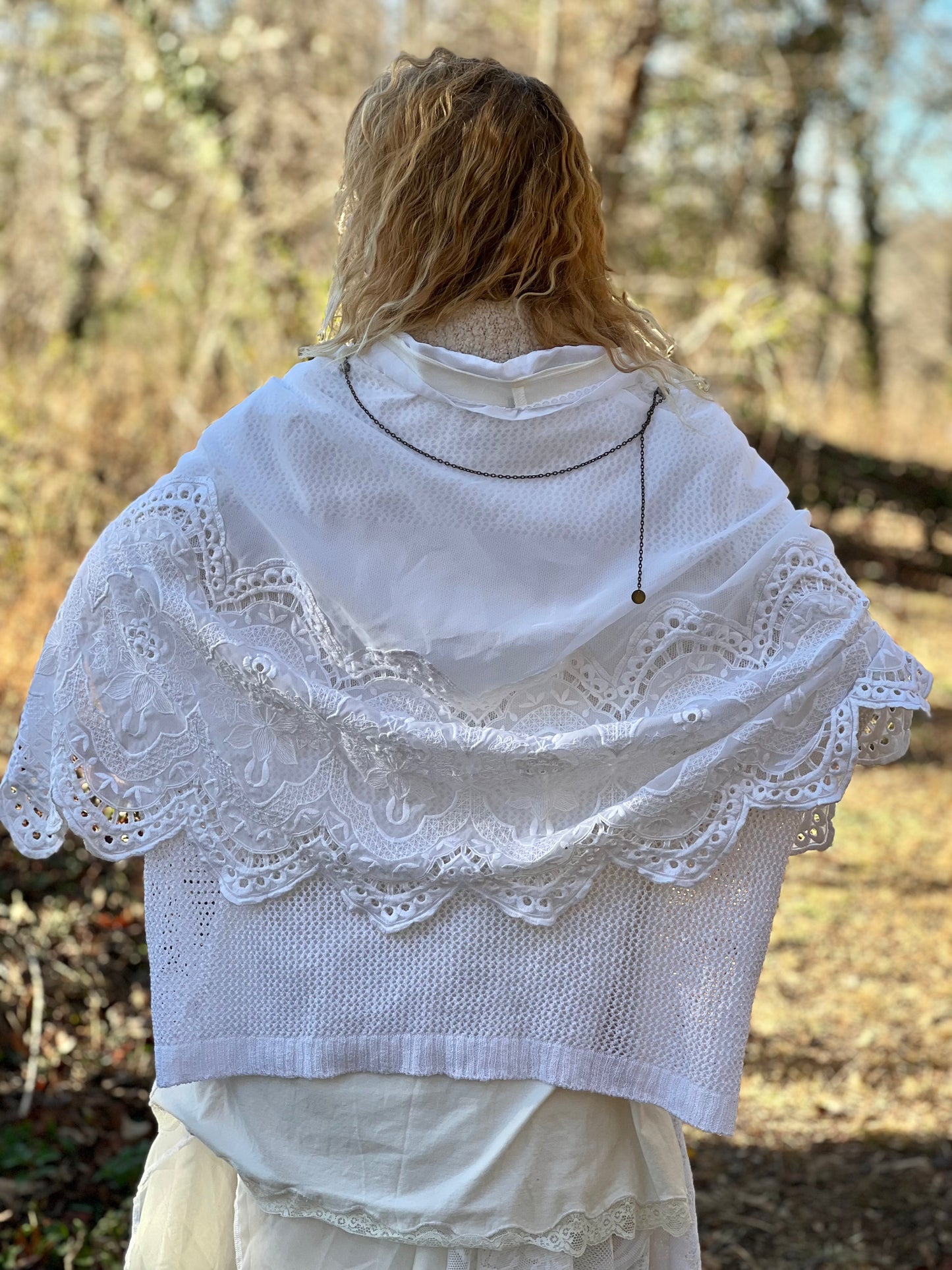Ivory Lace Sleeved Fantasy Cape