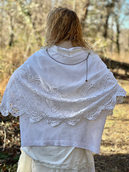 Ivory Lace Sleeved Fantasy Cape