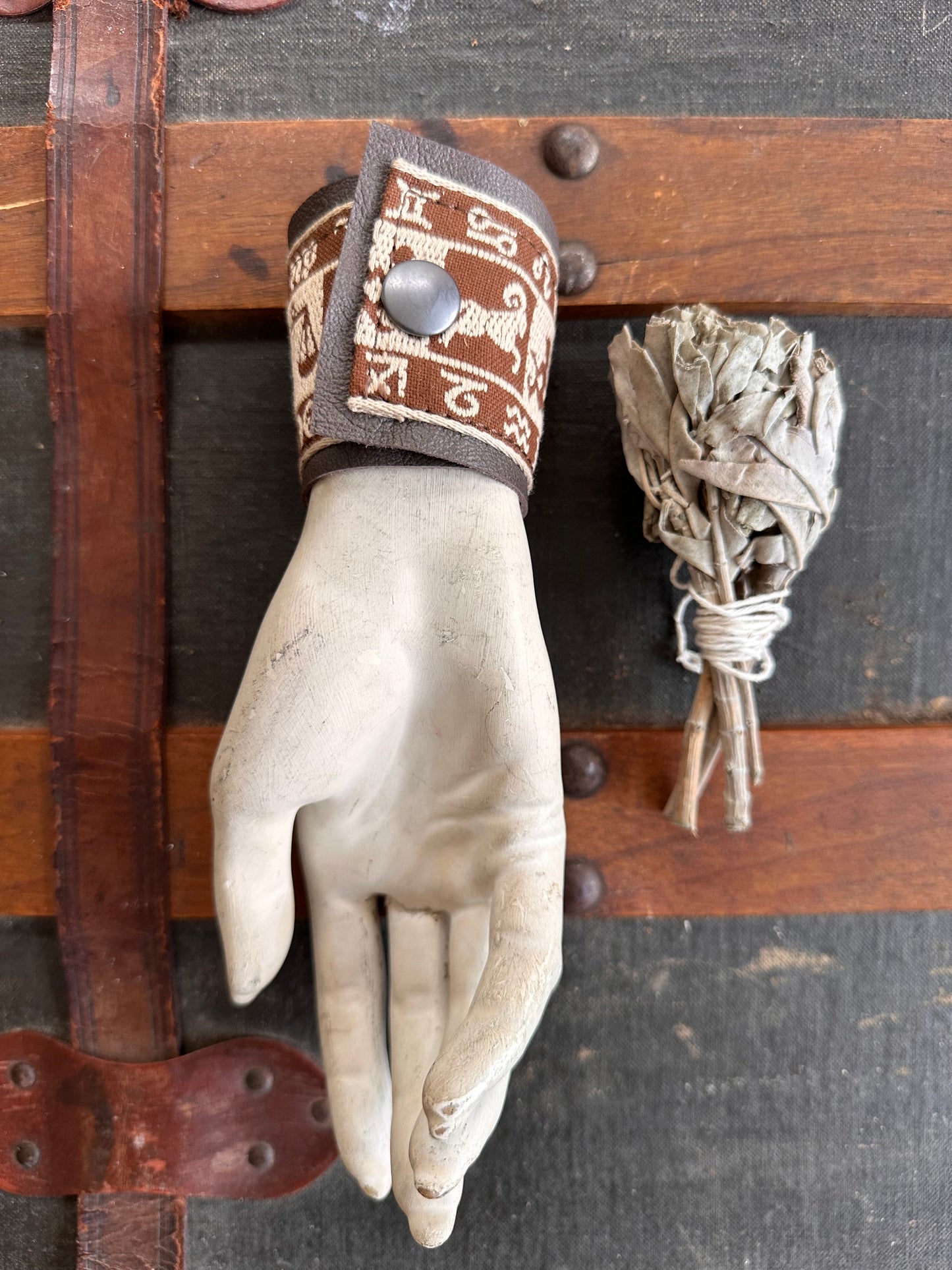 Astrology Fabric & Leather Cuff