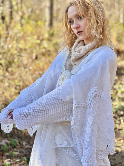 Ivory Lace Sleeved Fantasy Cape