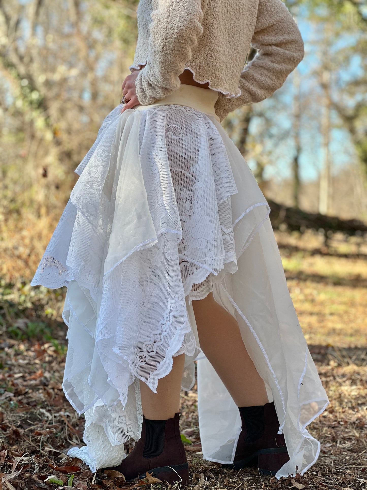 She Wolf High / Low Lace Layered Skirt